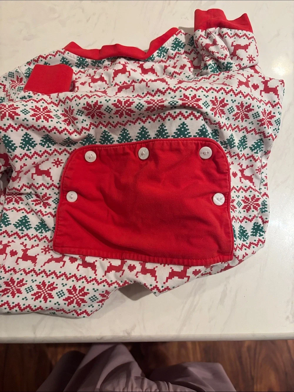 Babeeni Red & Green Holiday Reindeer Zip-Up Pajama